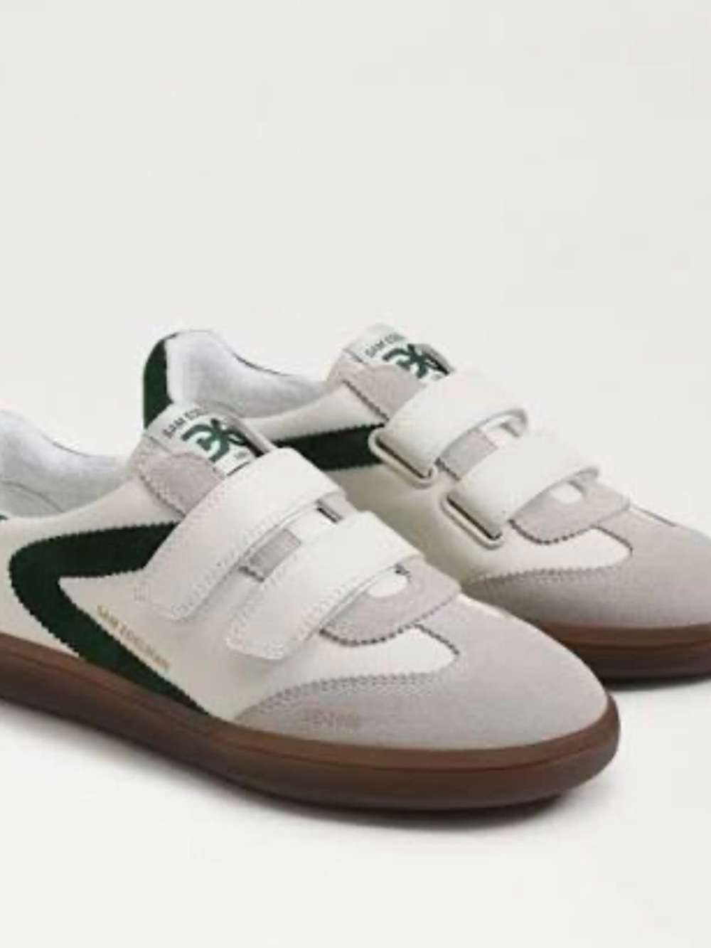 Sam Edelman Talia White, Gray & Green Velcro Sneakers
